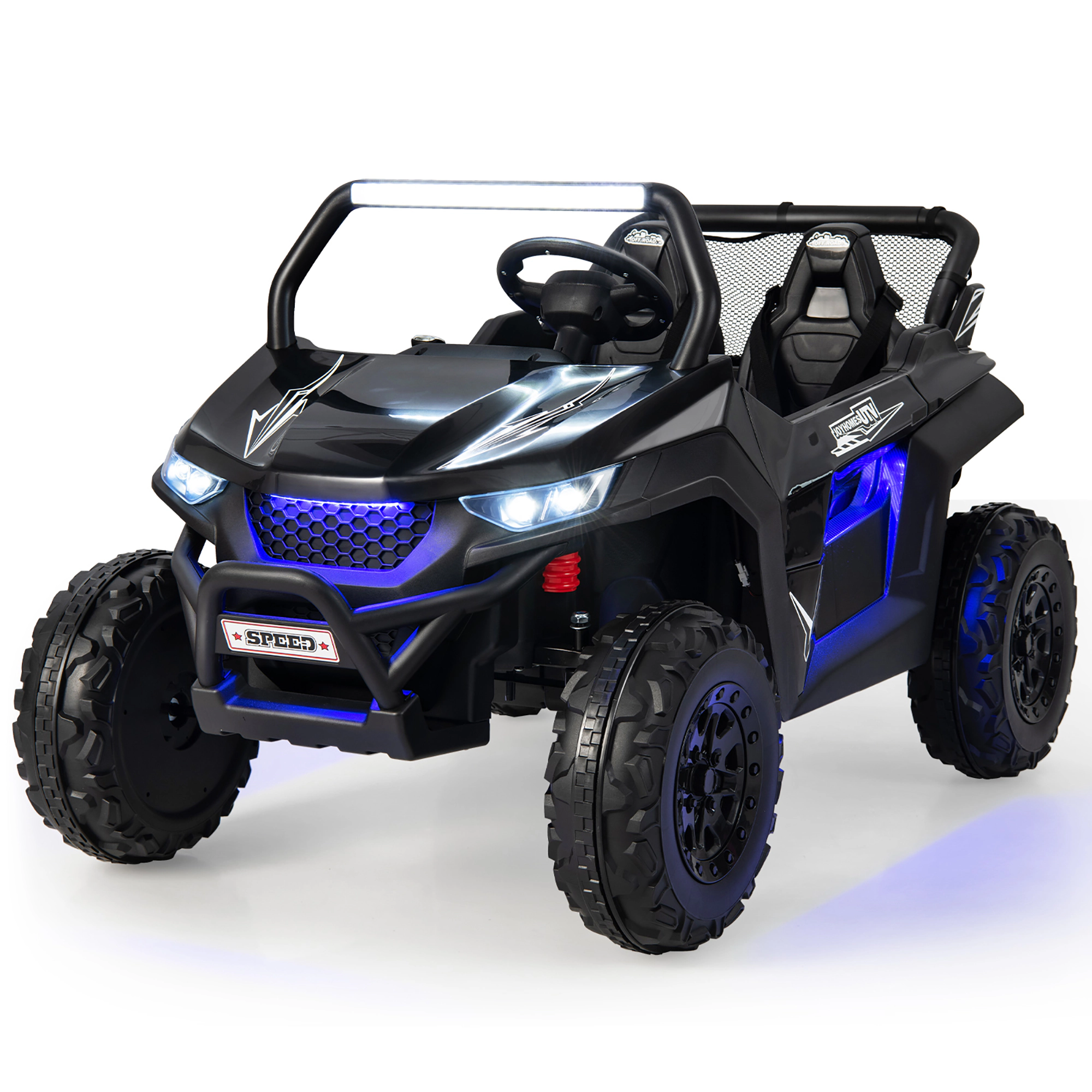 Costway 12V 2-Seater Kids Ride On UTV RC Electric Vehicle Suspension w/ Lights & Music Red