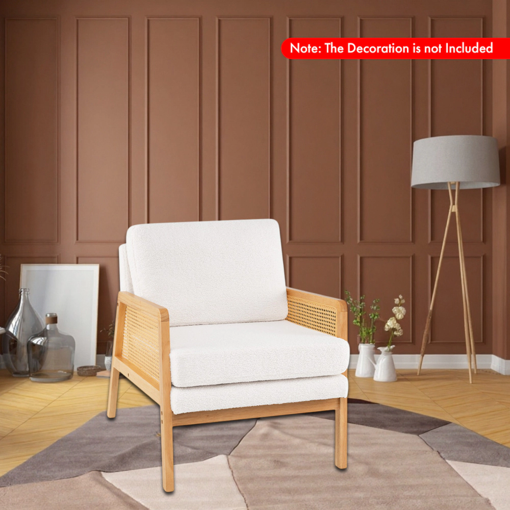 Hivvago Modern Rattan Arm Accent Chair with Cushion