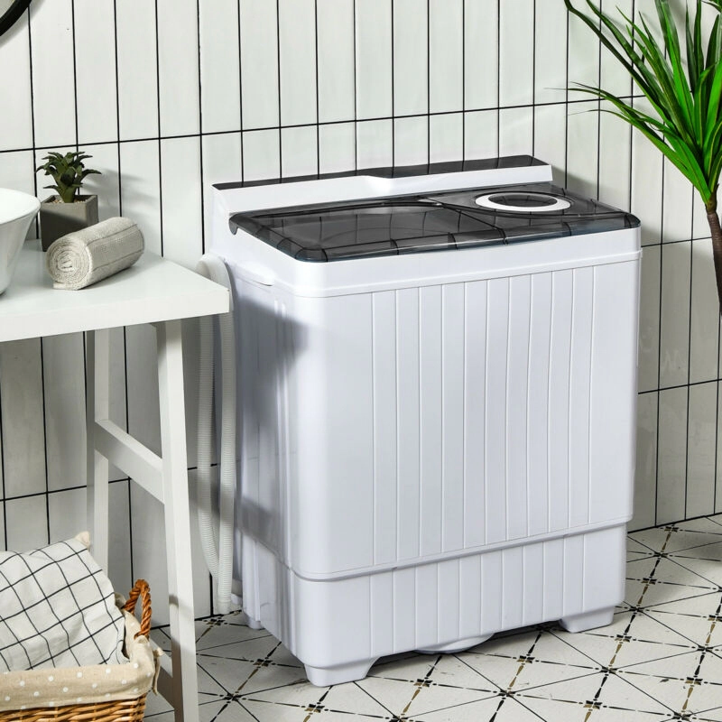 SUGIFT Gray Twin Tub Portable Washing Machine with 18-lb Washer and Drain Pump 26.5-in W 16.5-in D 31.5-in H