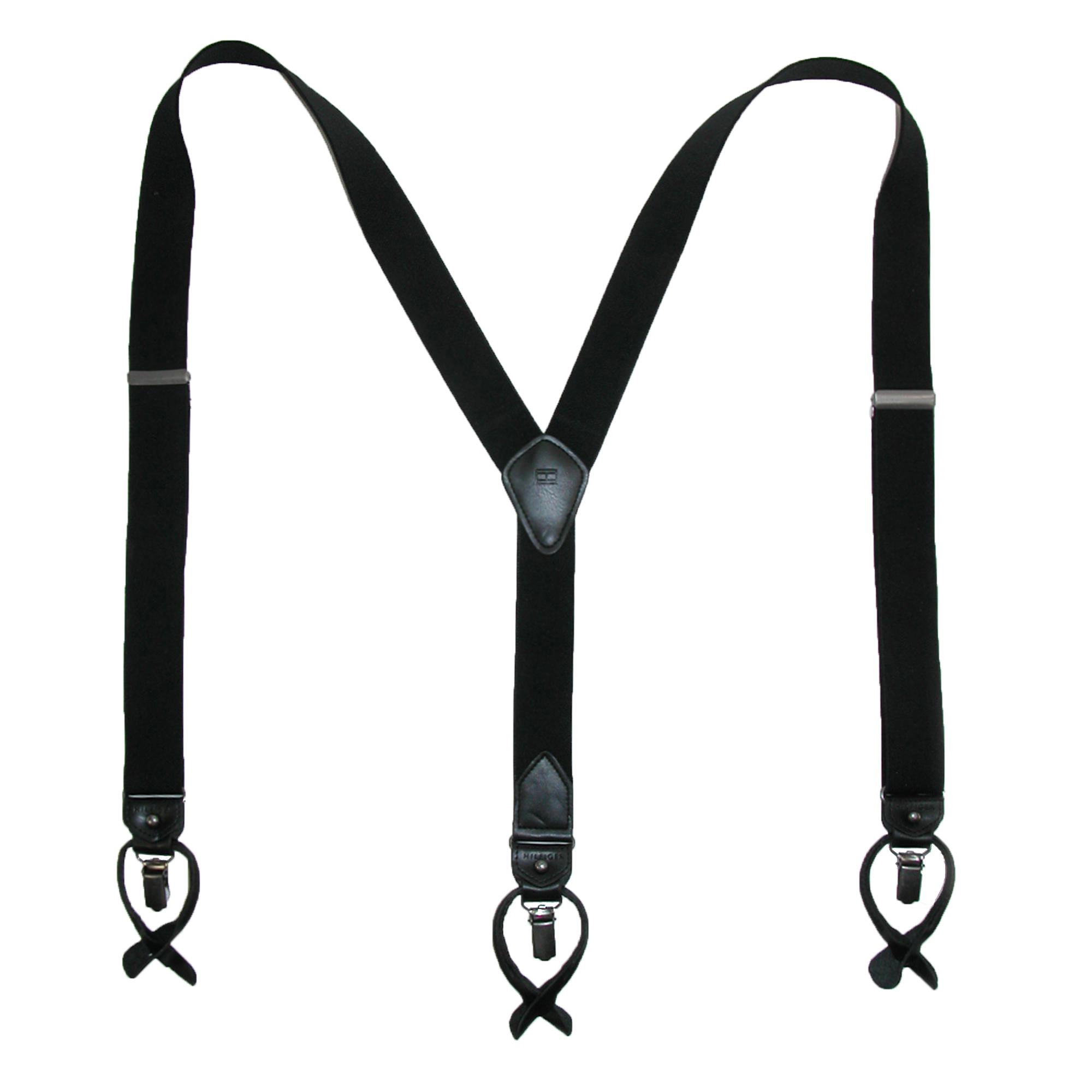 Tommy Hilfiger Men's Elastic Solid Convertible Clip & Button End Suspender