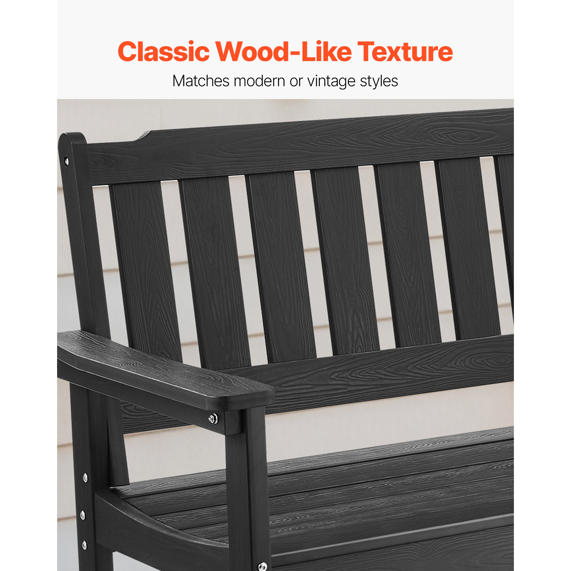 HONGGE Weatherproof Outdoor Bench Frame for Patio, Garden, Park, Yard, or Front Porch