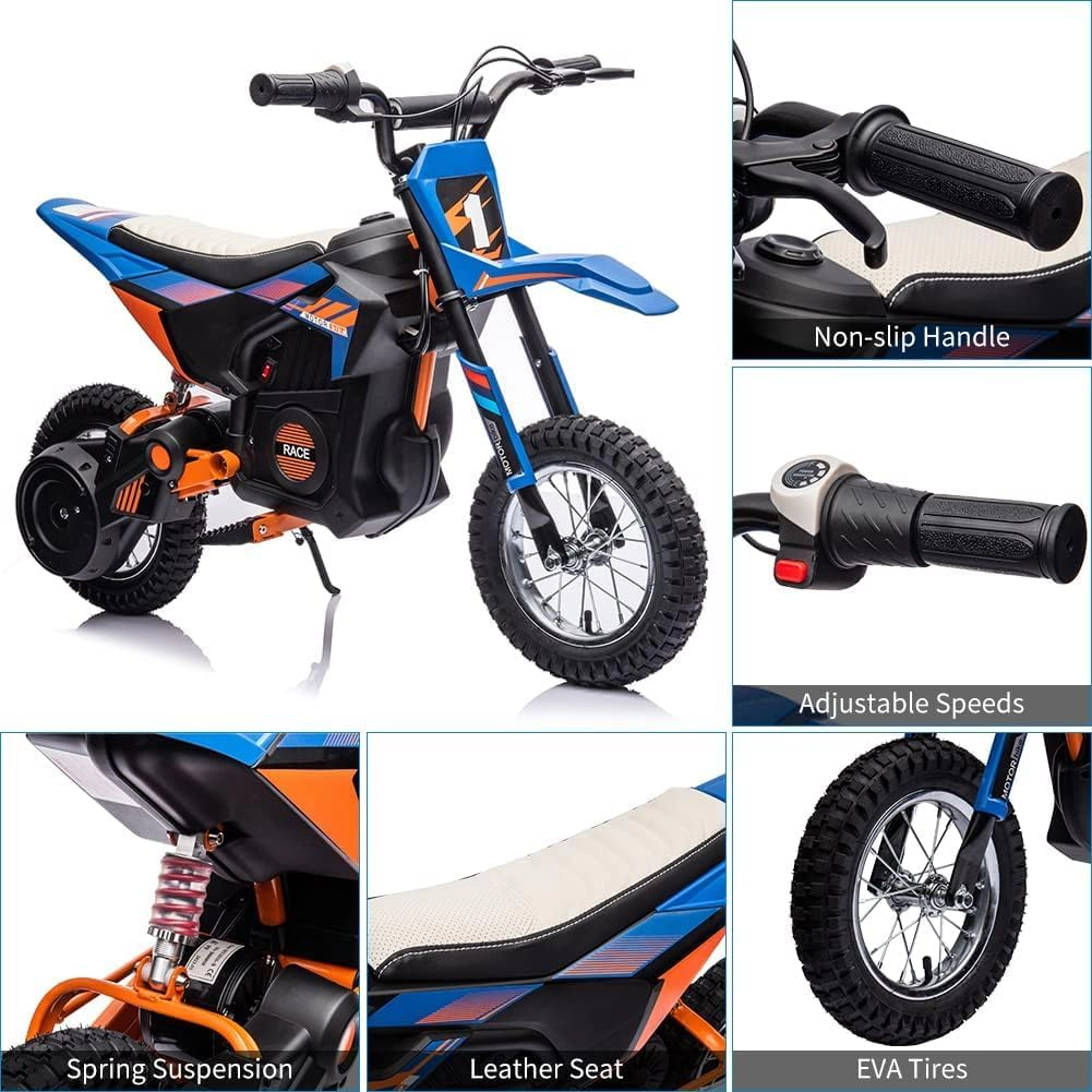 24V Electric Dirt Bike for Kids 8+, 250W Off-Road Motorcycle 13.6MPH w/Twist Throttle, Metal Suspension, Air Tires