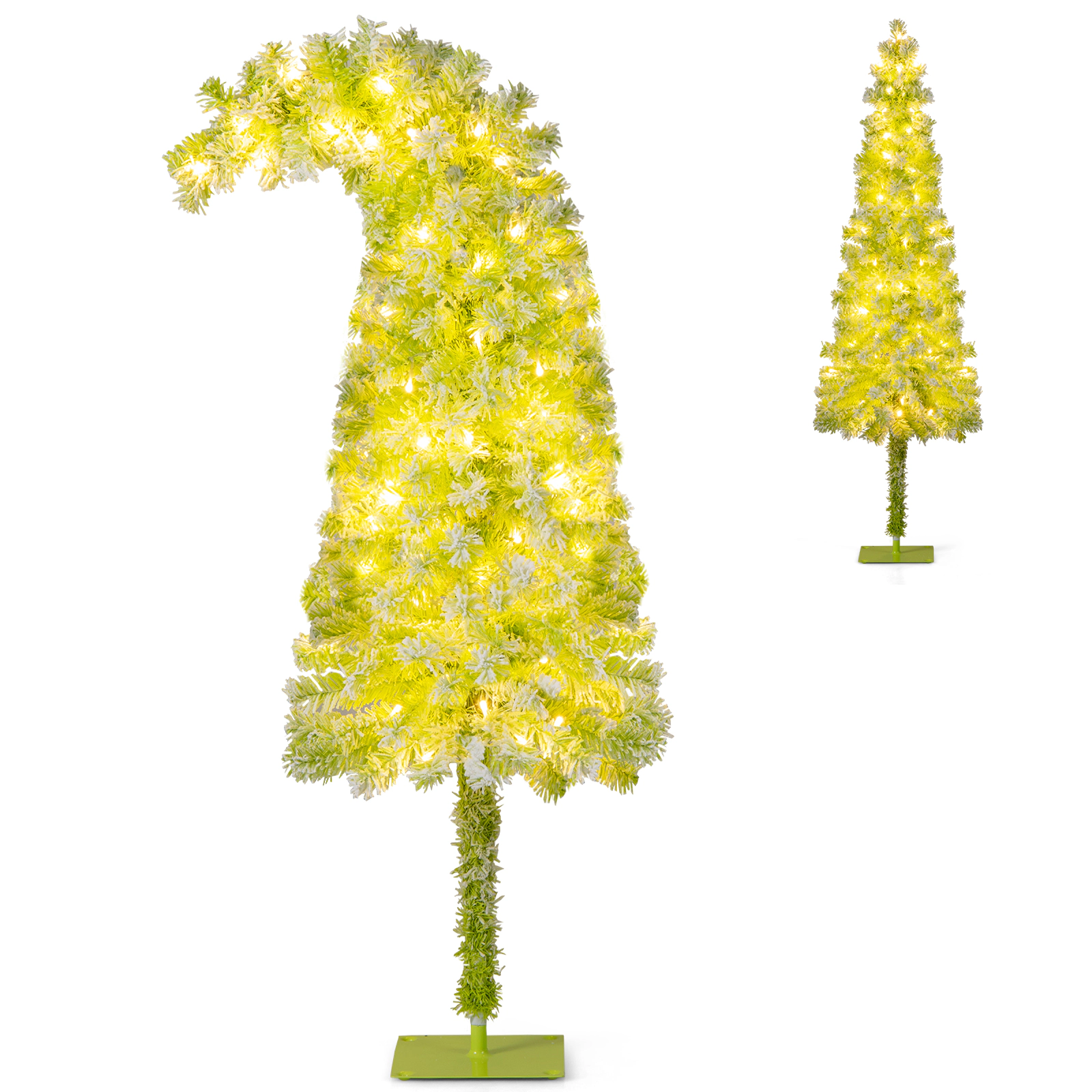 SUGIFT 5 ft Whimsical Christmas Tree with Bendable Top and 216 Branch Tips Pre-Lit Xmas Tree