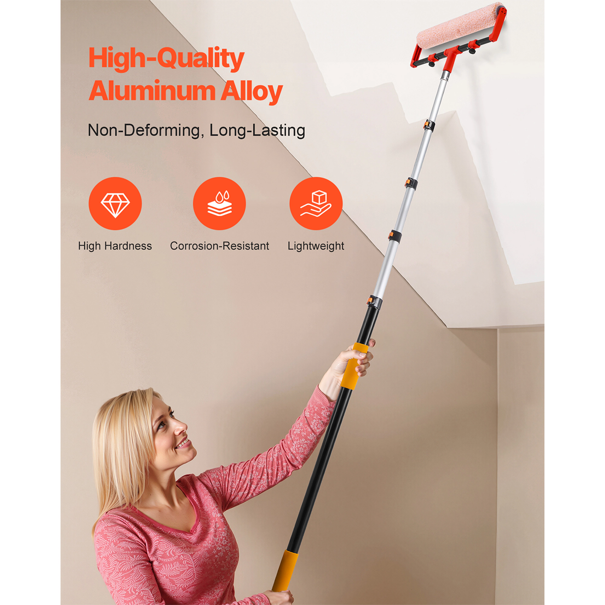 HONGGE Telescopic Extension Pole Multi-Purpose Extendable Sturdy Aluminum Alloy Paint with