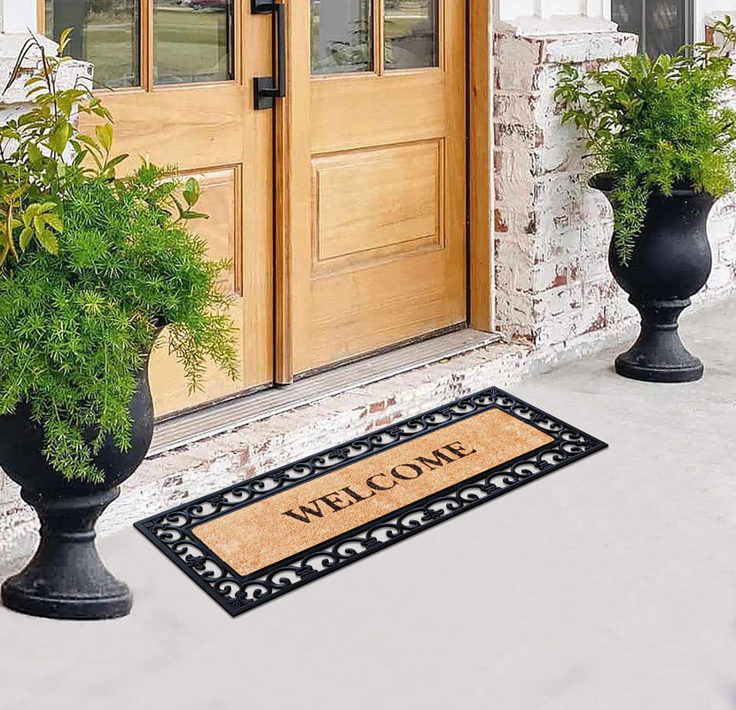 A1HC Coir and Rubber Door Mat 48x18 Inches Heavy Duty Durable Low-Profile Myla Welcome
