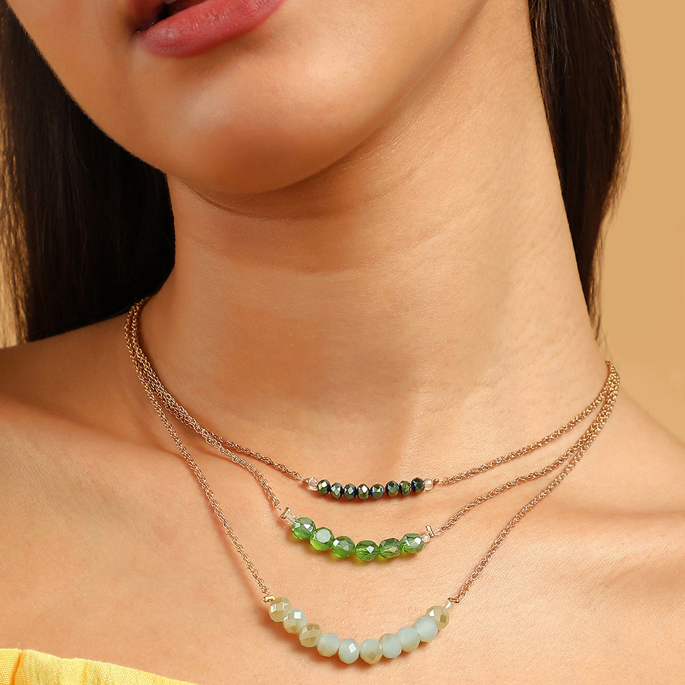 SOHI Women's Kelly Green the Riviera Multi-Layer Necklace