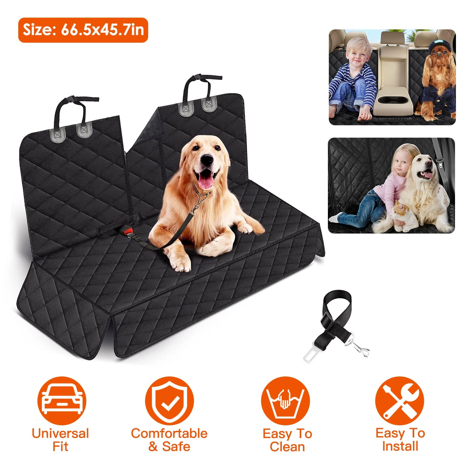 GBruno Waterproof Dog Car Seat Cover With Seat Belt