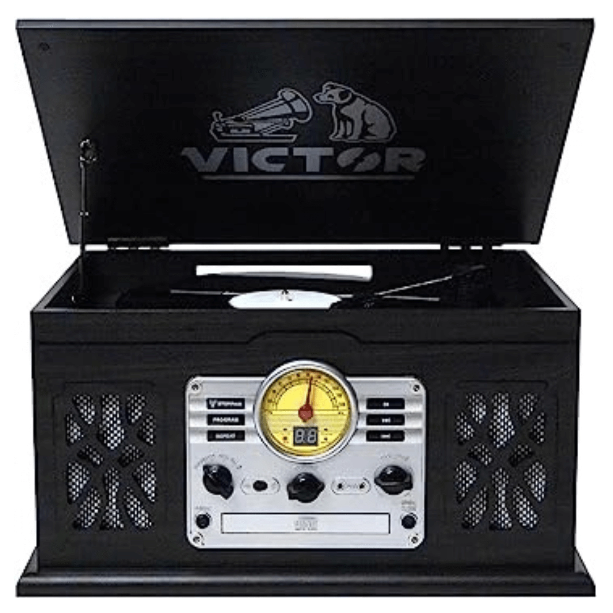 Victor State 7-in-1 Wood Music Center with 3-Speed Turntable