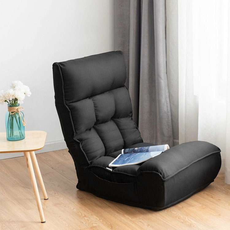 Hivvago 4-Position Adjustable Floor Chair Folding Lazy Sofa With Side Pocket