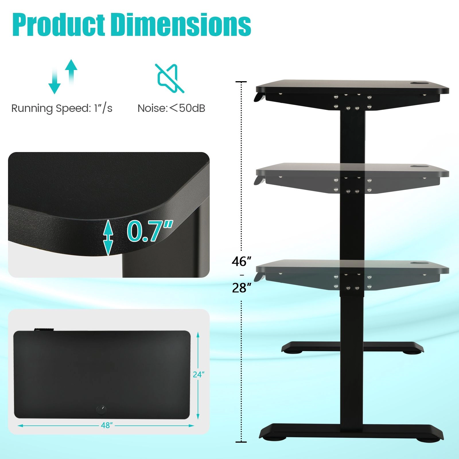 SlickBlue 47" Adjustable Standing Desk with Spacious Worktop and Frame