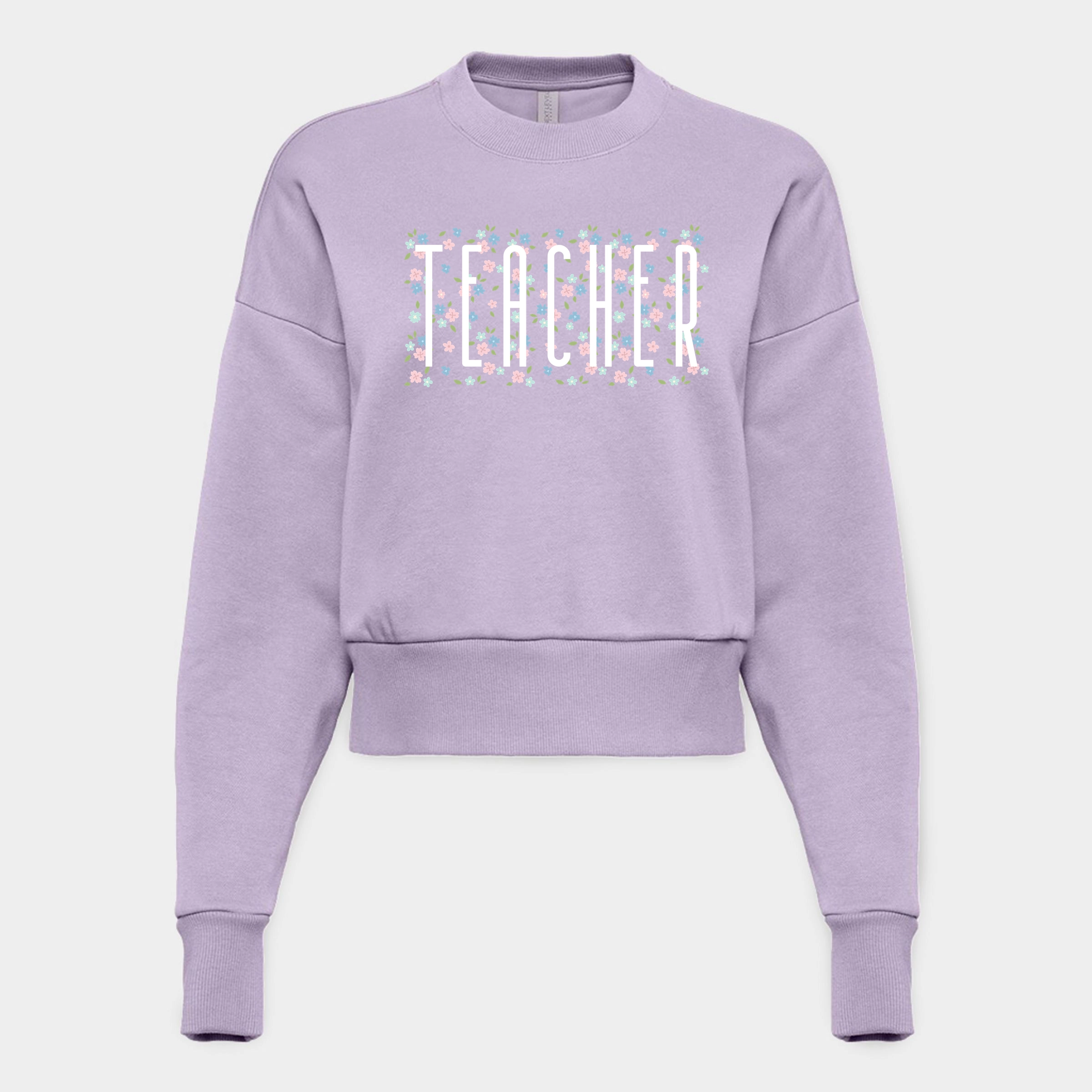 Simply Sage Market - Women's Cropped Sweatshirt Teacher Tall Floral