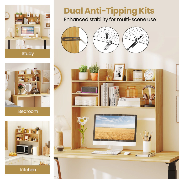Hivvago Desktop Bookshelf Countertop Storage Hutch with 6 Shelves