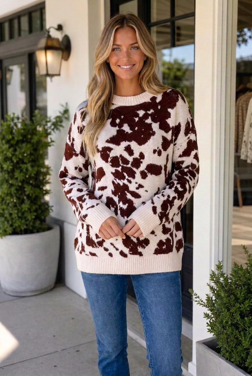 Threaded Pear Women's Yolandah Pullover Knitwear Sweater Long Sleeve Top