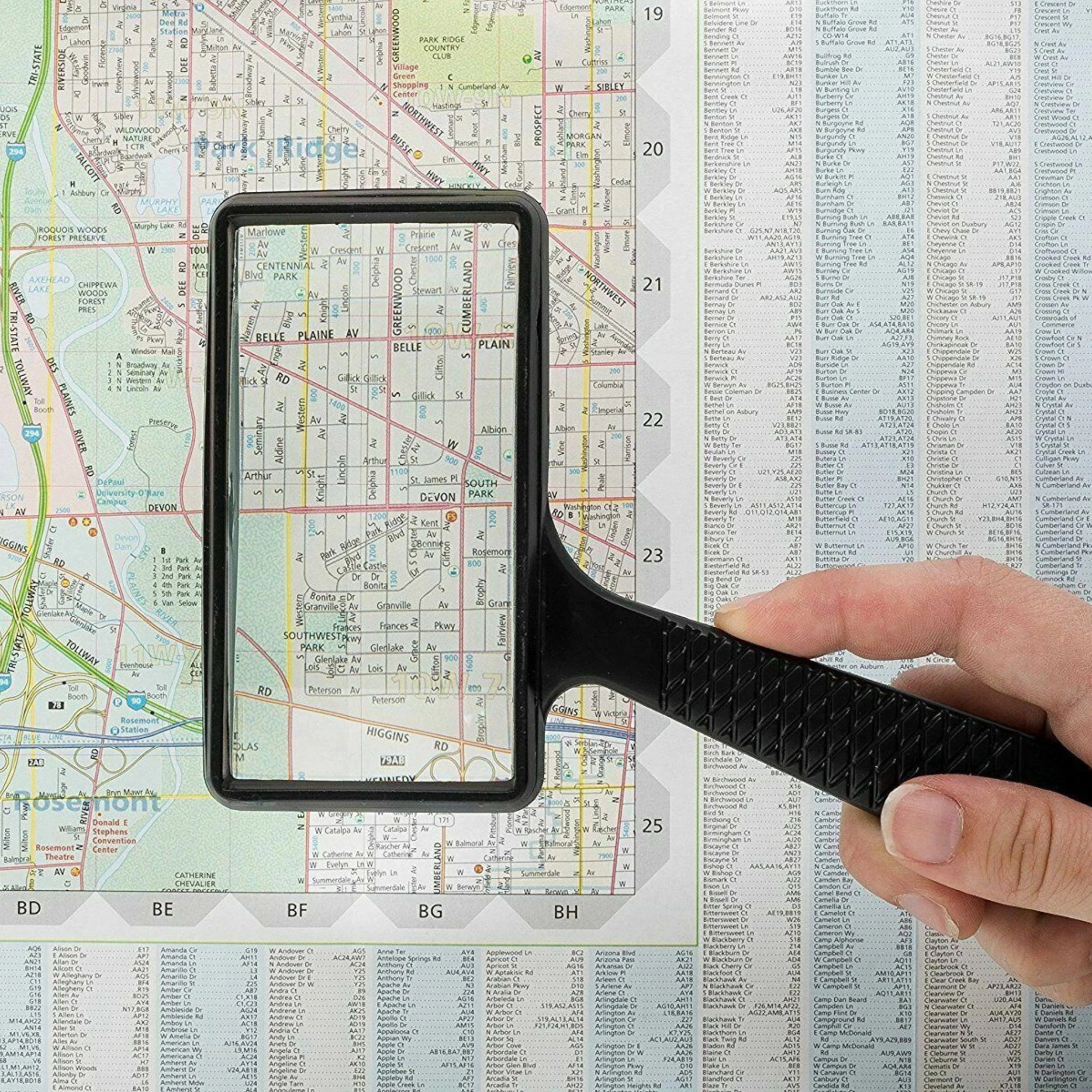 Home Collection 3X Rectangular Handheld Optical Glass Magnifying Glass