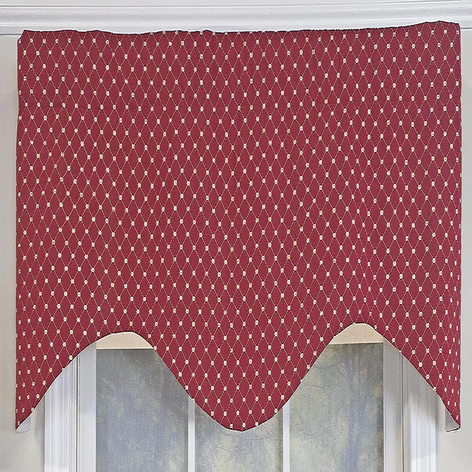 RLF Home Passat Cornice 100% Cotton Rod Pocket  Window Valance 50" x 17" Red