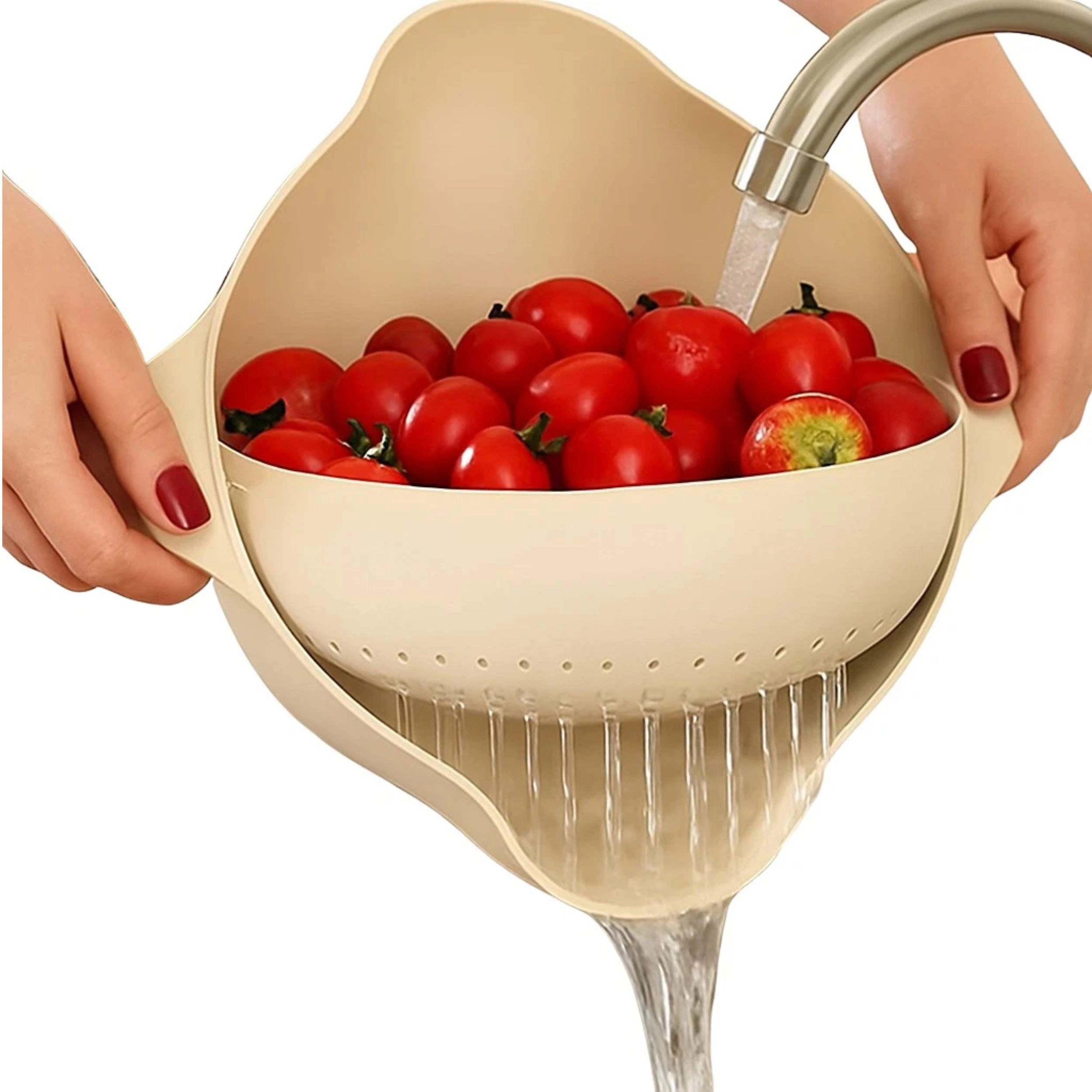 Home Collection 2-in-1 Rinse & Drain Bowl Colander Set with Rotating Strainer