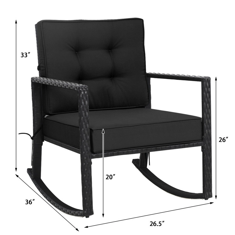 Hivvago Patio Rattan Rocker Outdoor Glider Rocking Chair Cushion Lawn