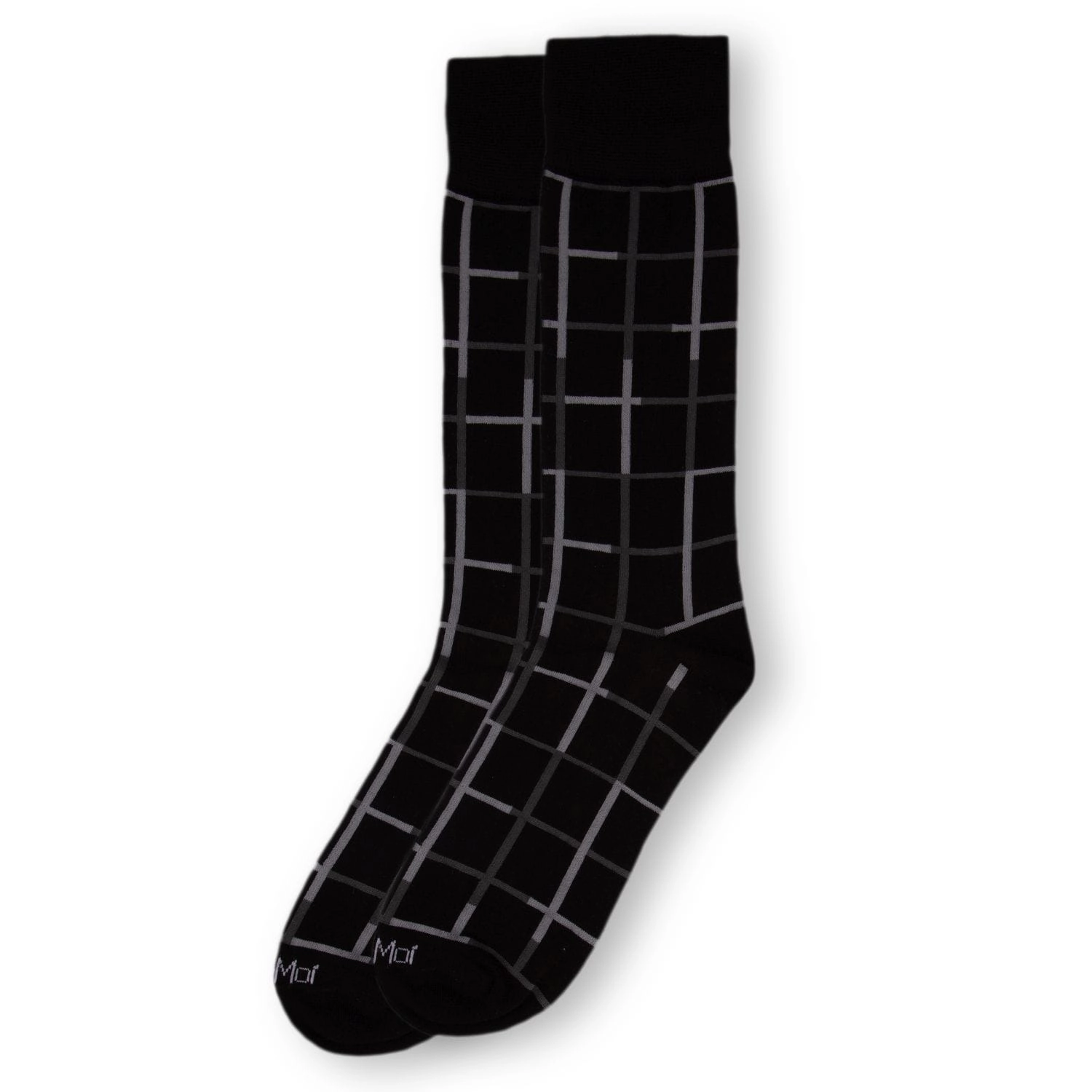 MeMoi Men's Classic Windowpane Bamboo Dress Crew Socks