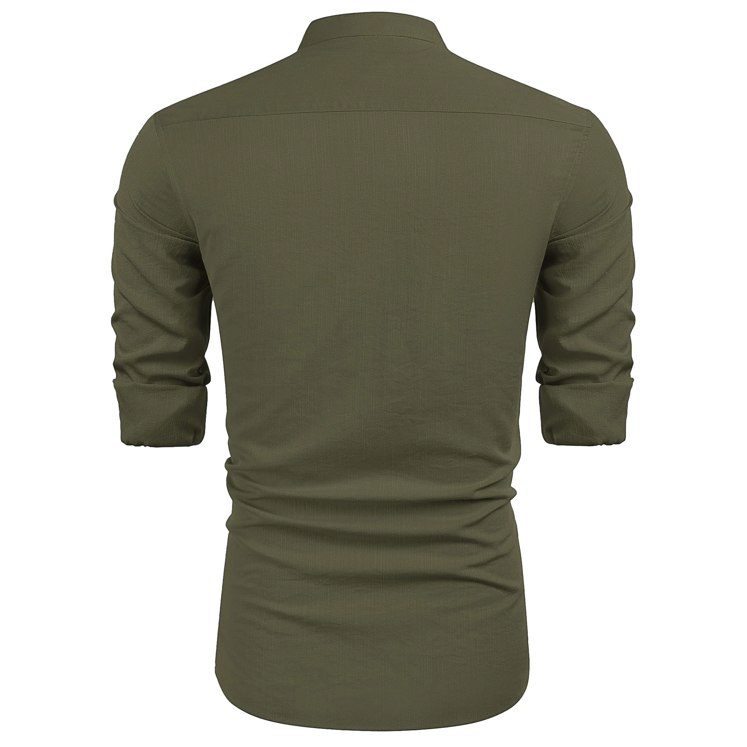 COOFANDY Mens Casual Long Sleeve Shirts Henley V Neck Button Down Pleated Tops Fall