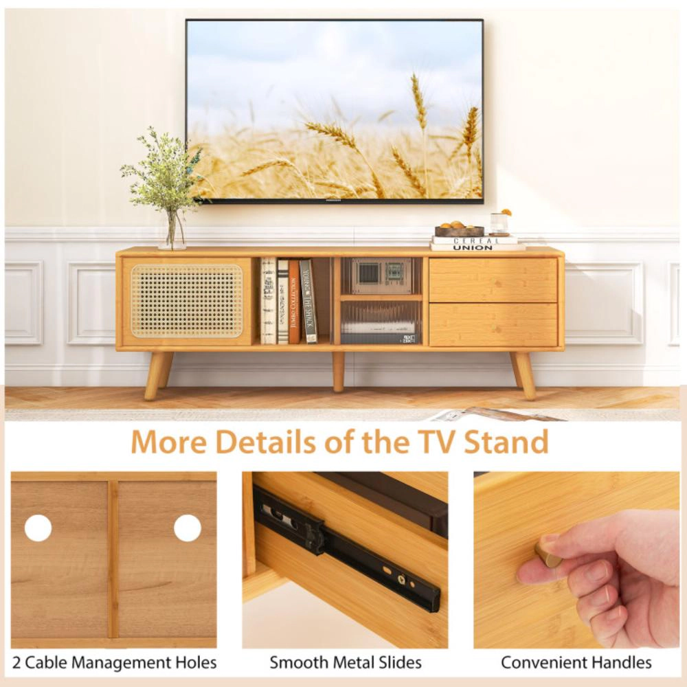 Hivvago Bamboo Tv Stand For Tv