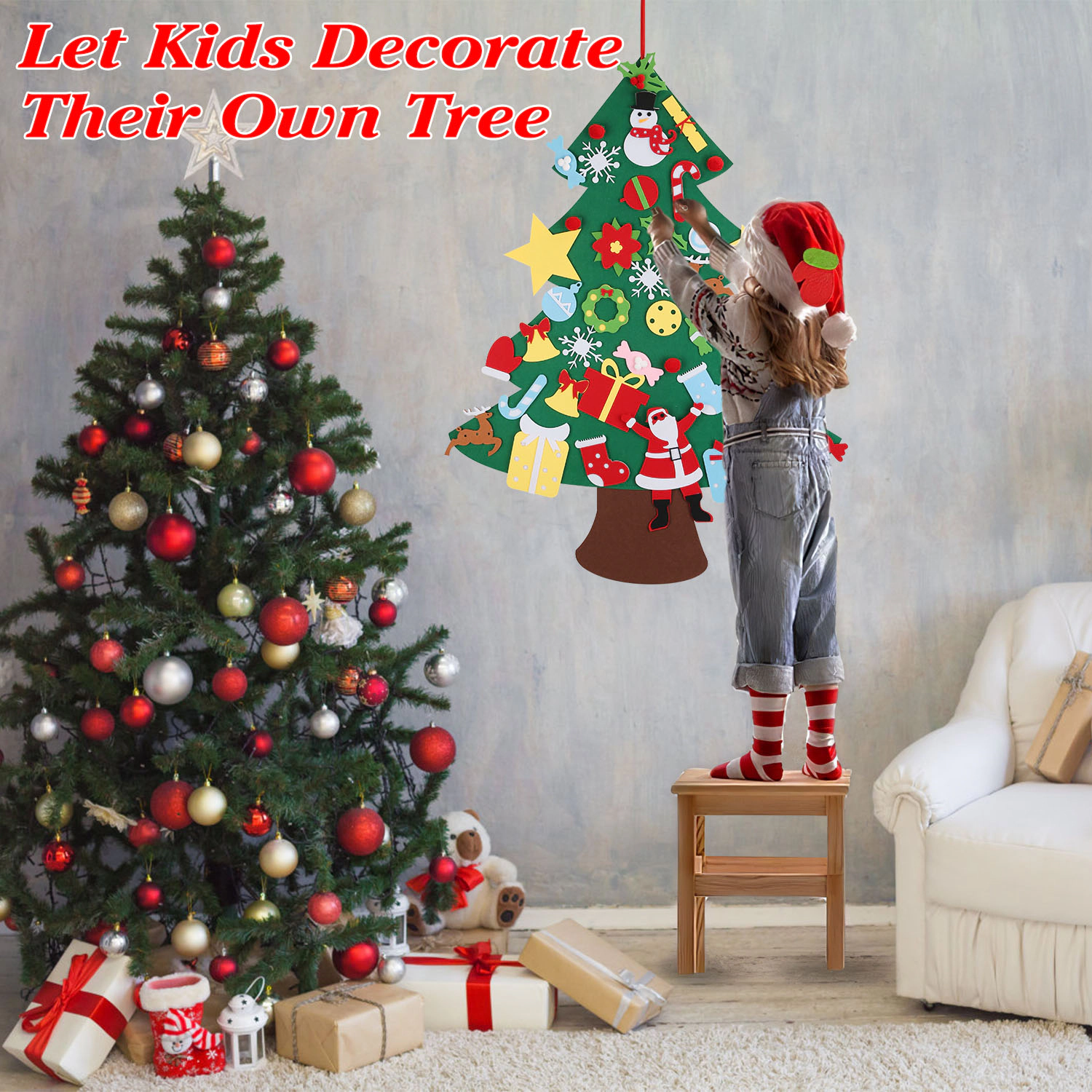 GBruno Felt Christmas Tree With 41 Ornaments