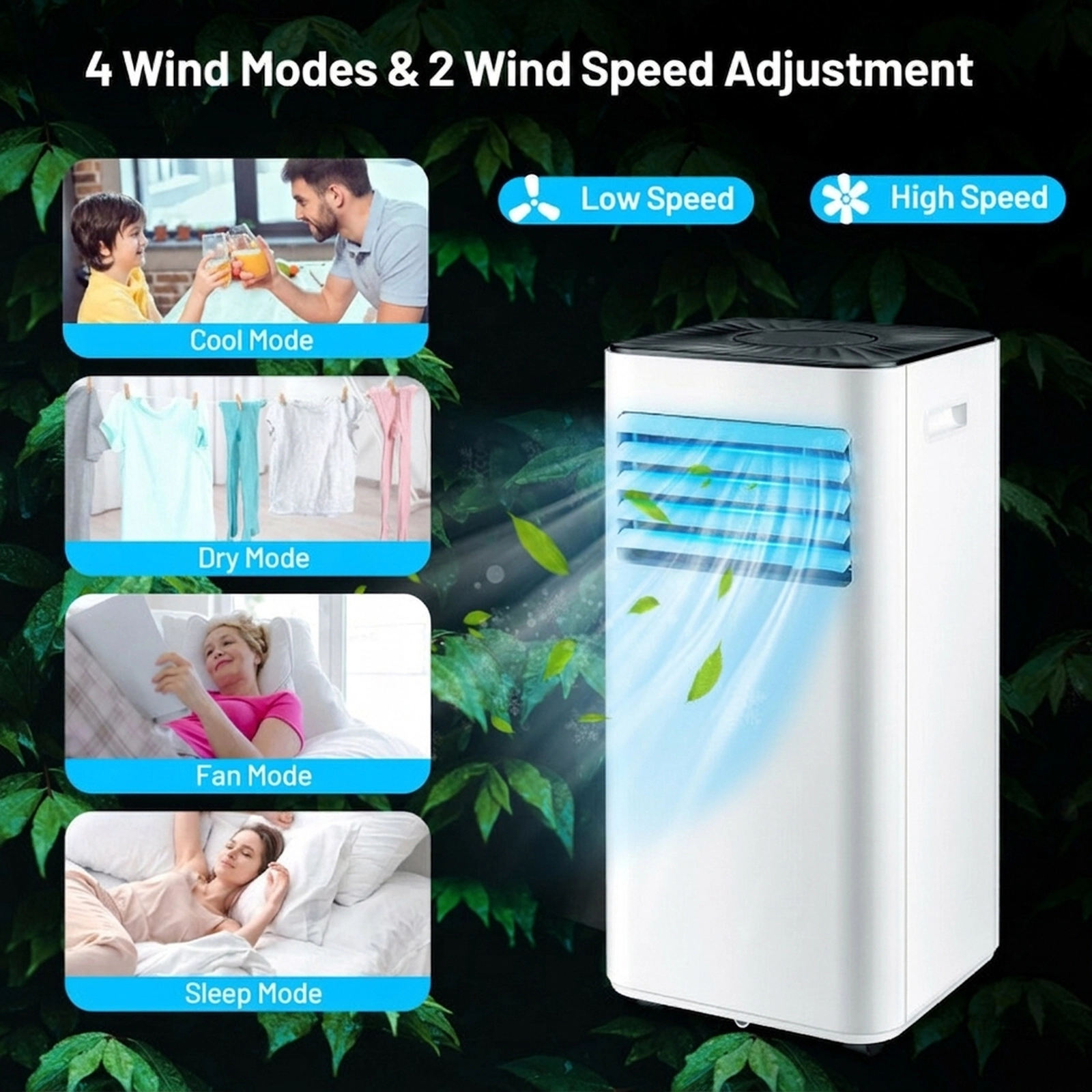 SUGIFT White 10000-BTU 3-in-1 Portable Air Conditioner with Dehumidifier and 4 Modes 13-in W 12.5-in D 27.5-in H