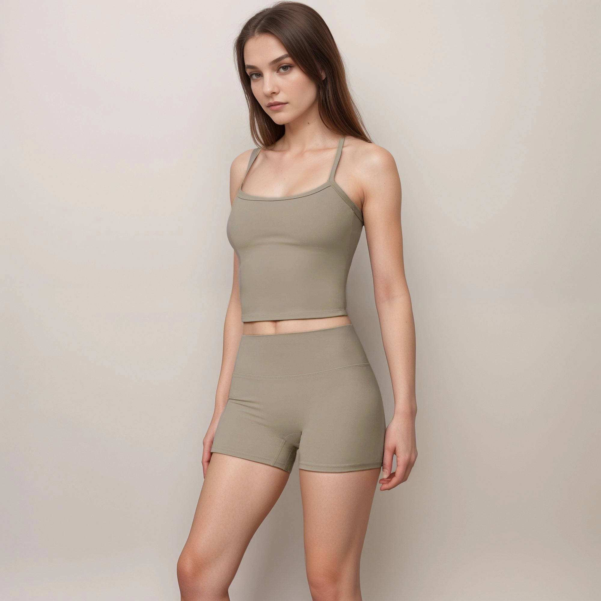 Anna-Kaci Women's Square Neck Cami Sports Tank Top with Double Shoulder Straps and Stretch Fitted Design