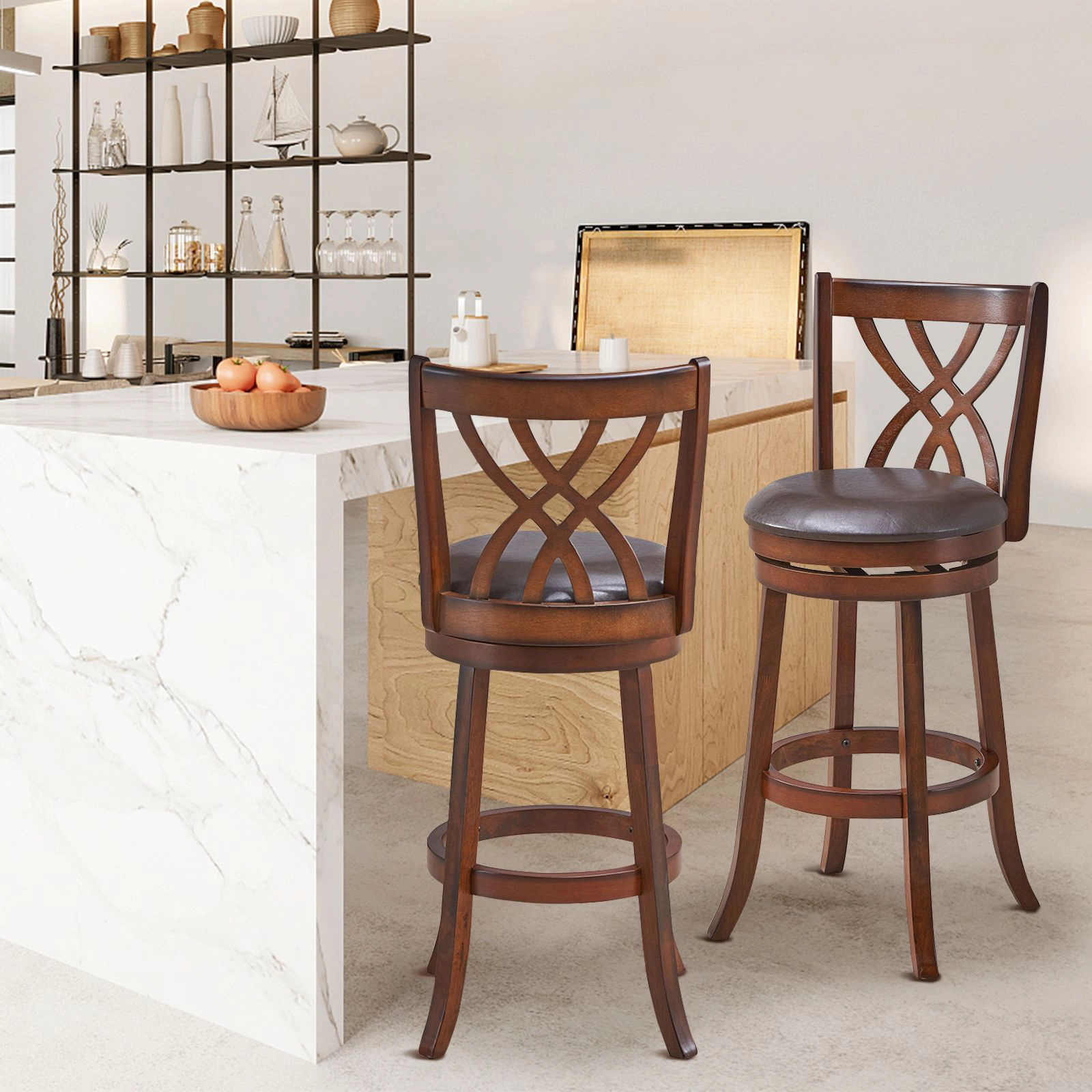 SlickBlue Swivel Counter Height Chairs with Cushioned Seats Set of 2