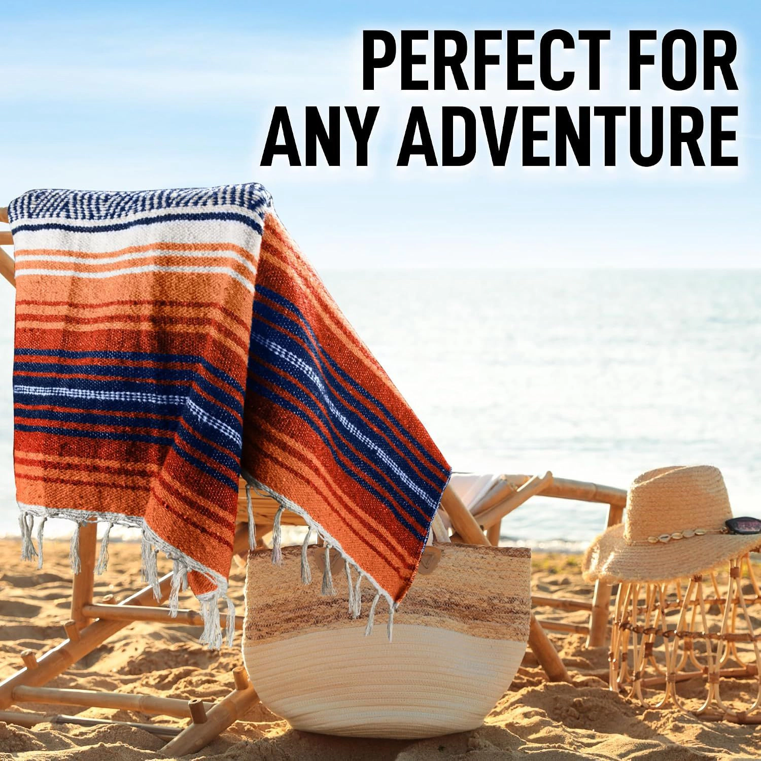Zulay Kitchen Extra Large Mexican Blanket 70x50 Inch Authentic Woven Throw