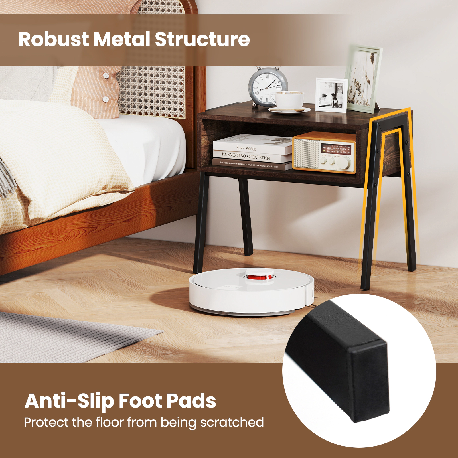 Hivvago 2 Pieces Stackable Night Stand Bedside End Table Set