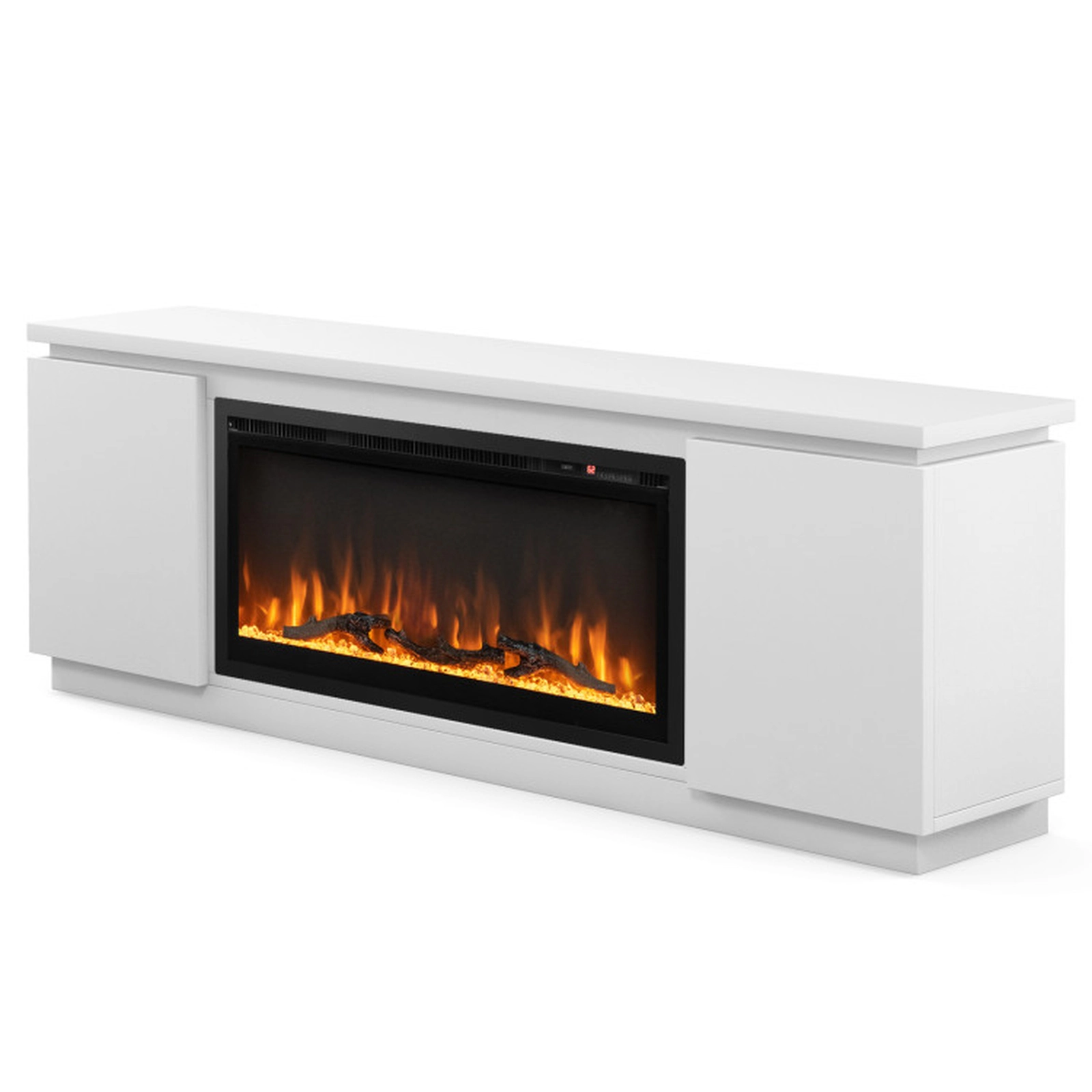 SUGIFT 70-In White Fireplace TV Stand, Holds TVs up to 80 In, 36-In Electric Insert