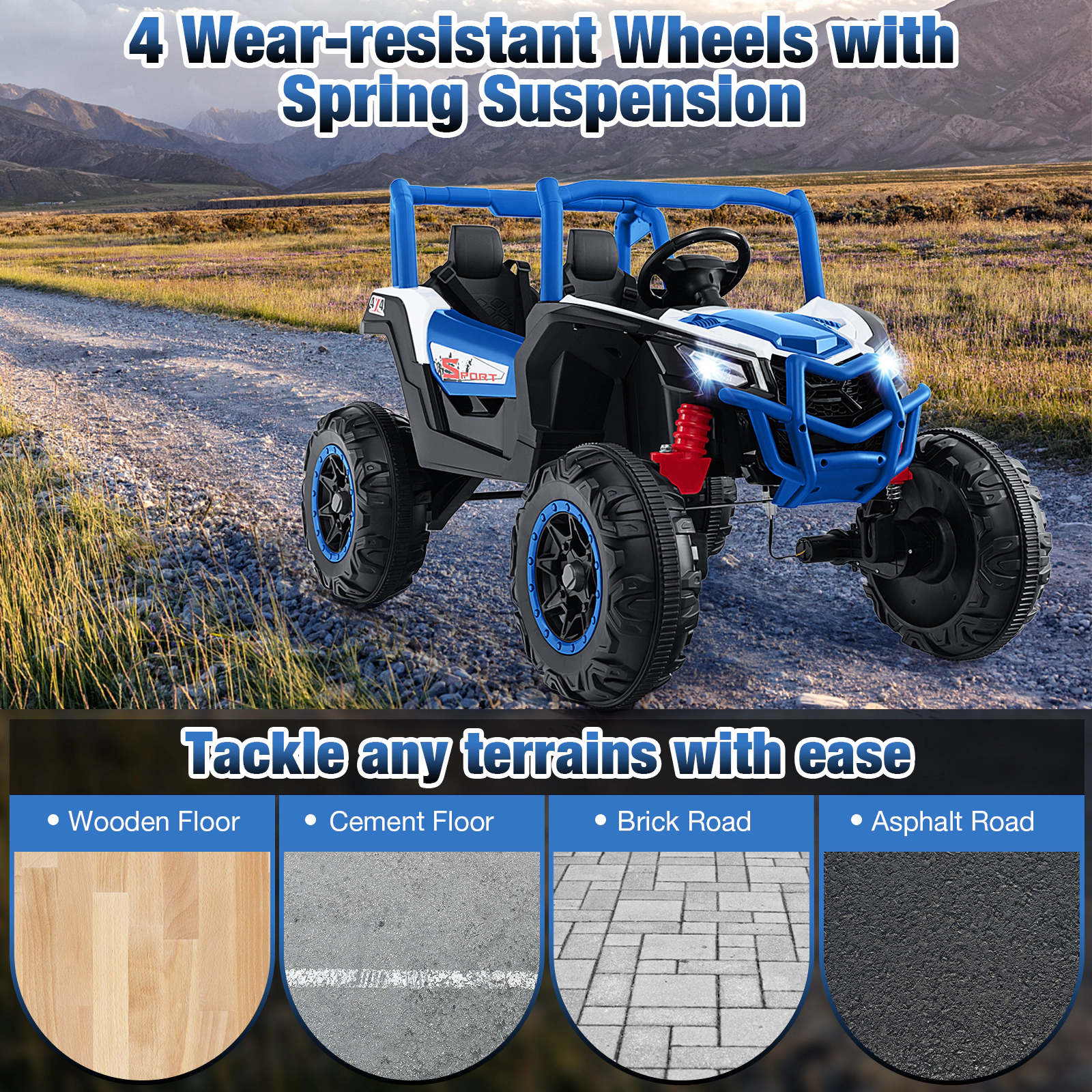 Hivvago 2-Seater Kids Ride on UTV with 2.4G Remote Control for over 3 Years Old Children-Navy