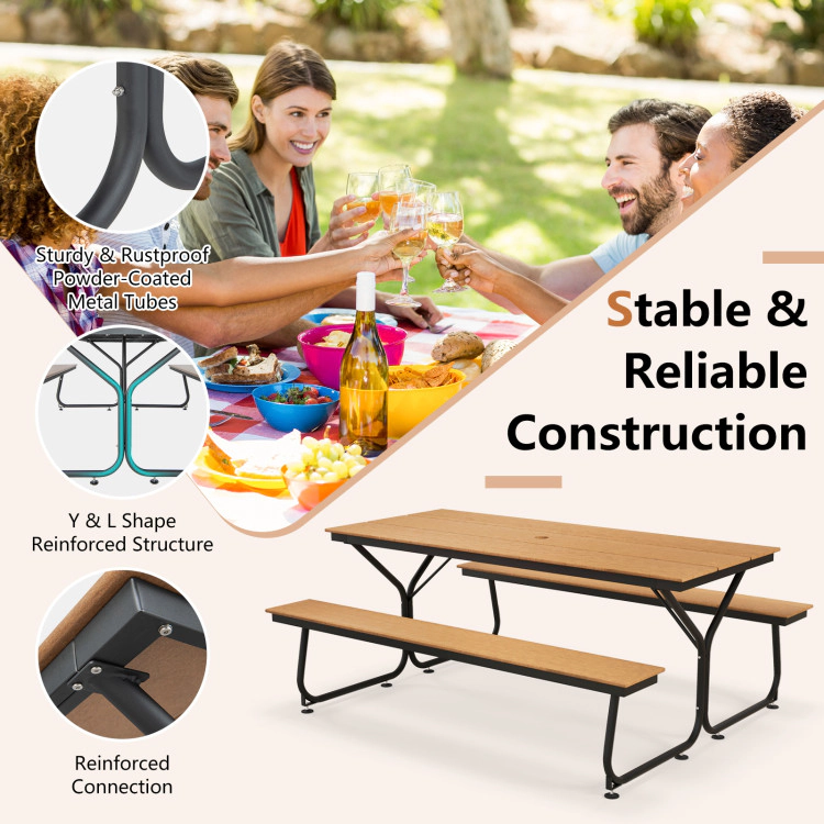 Hivvago 6 Feet Outdoor Picnic Table Bench Set For 6-8 People