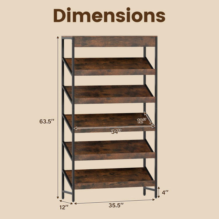 Hivvago 6-Tier Tall Freestanding Bookshelf with Angled Shelves for Home Office