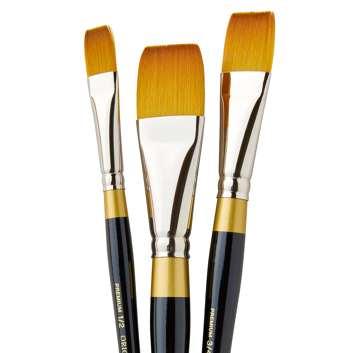 KINGART Original Gold 9550 Square Wash Golden Taklon Brush Set - 3 pc