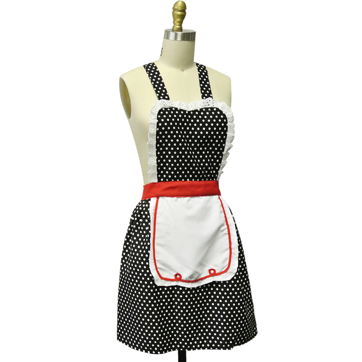 Wrapables Womens' Retro 50's Polka Dot Apron, Cosplay Apron, Halloween Costume Accessories