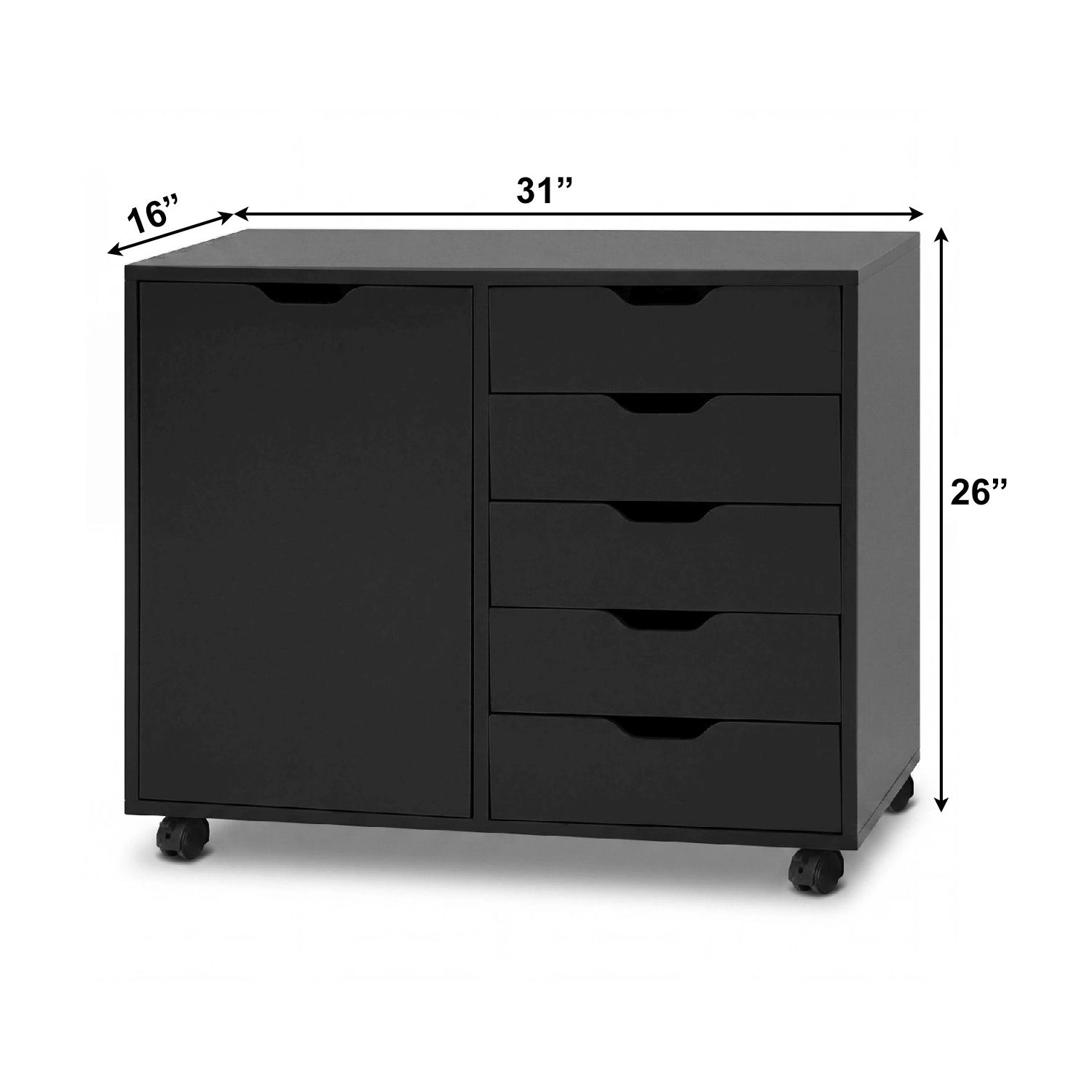 SlickBlue 5-Drawer Printer Stand with Storage Cabinet and Casters