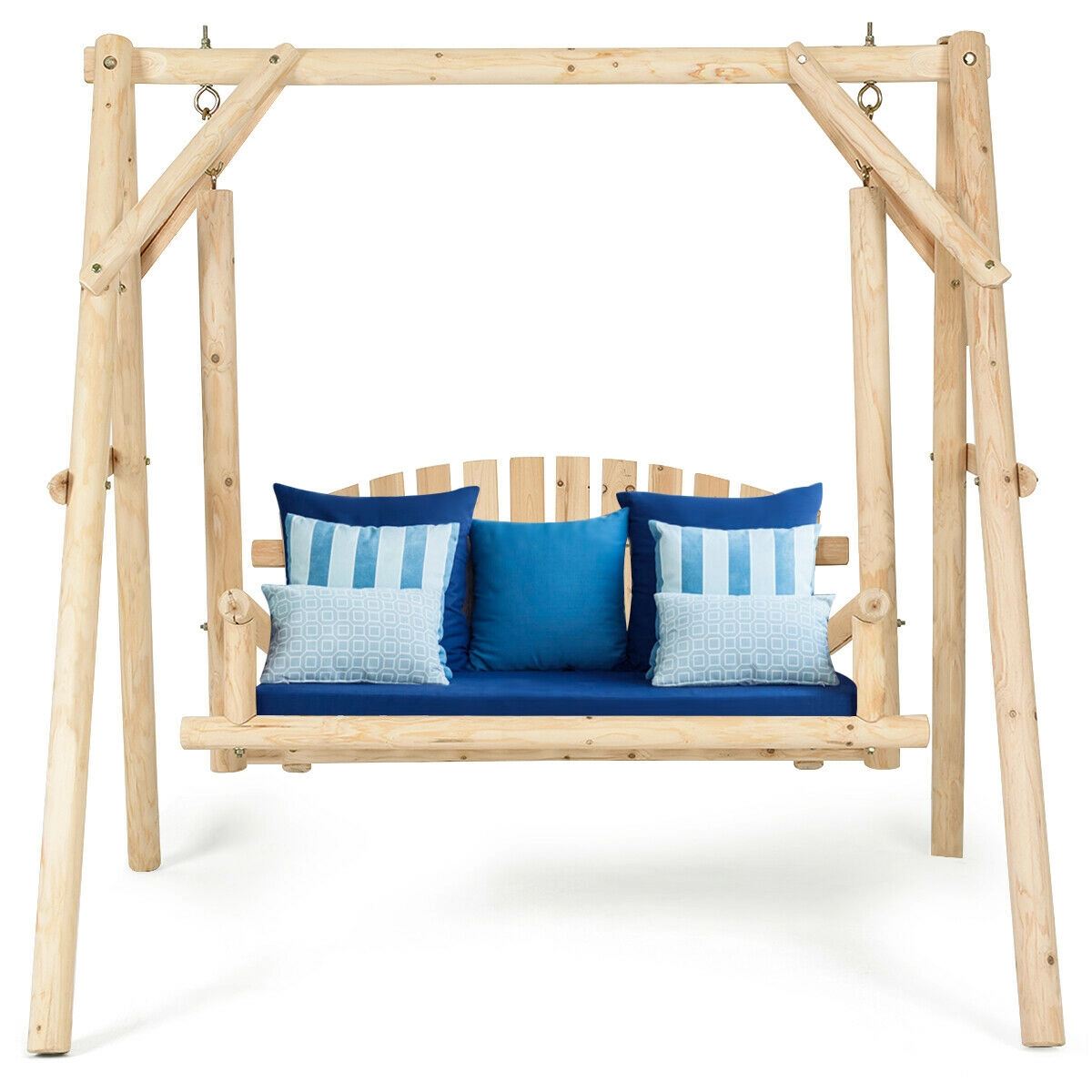 SUGIFT 52-Inch Natural Fir and Pine Wood Outdoor Porch Swing, 440-Lb Capacity