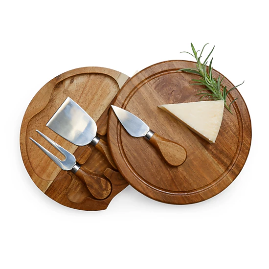 TOSCANA Acacia Brie Cheese Cutting Board & Tools Set