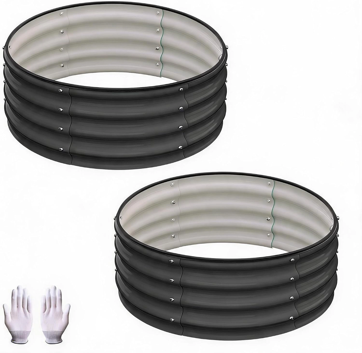 Set of 2 Raised Garden Beds 2x1 ft, Galvanized Steel, Open Bottom for Drainage, Outdoor for Vegetables Flowers Herbs