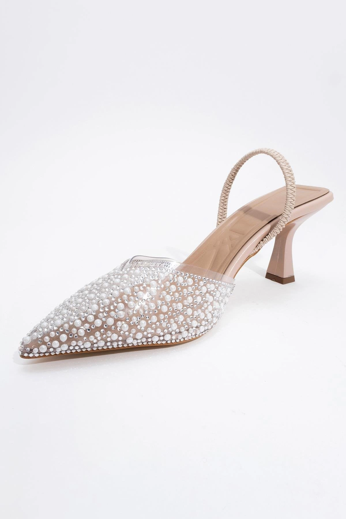 Forever & Always Womens Whena Embellished Slingback Kitten Heel Pumps