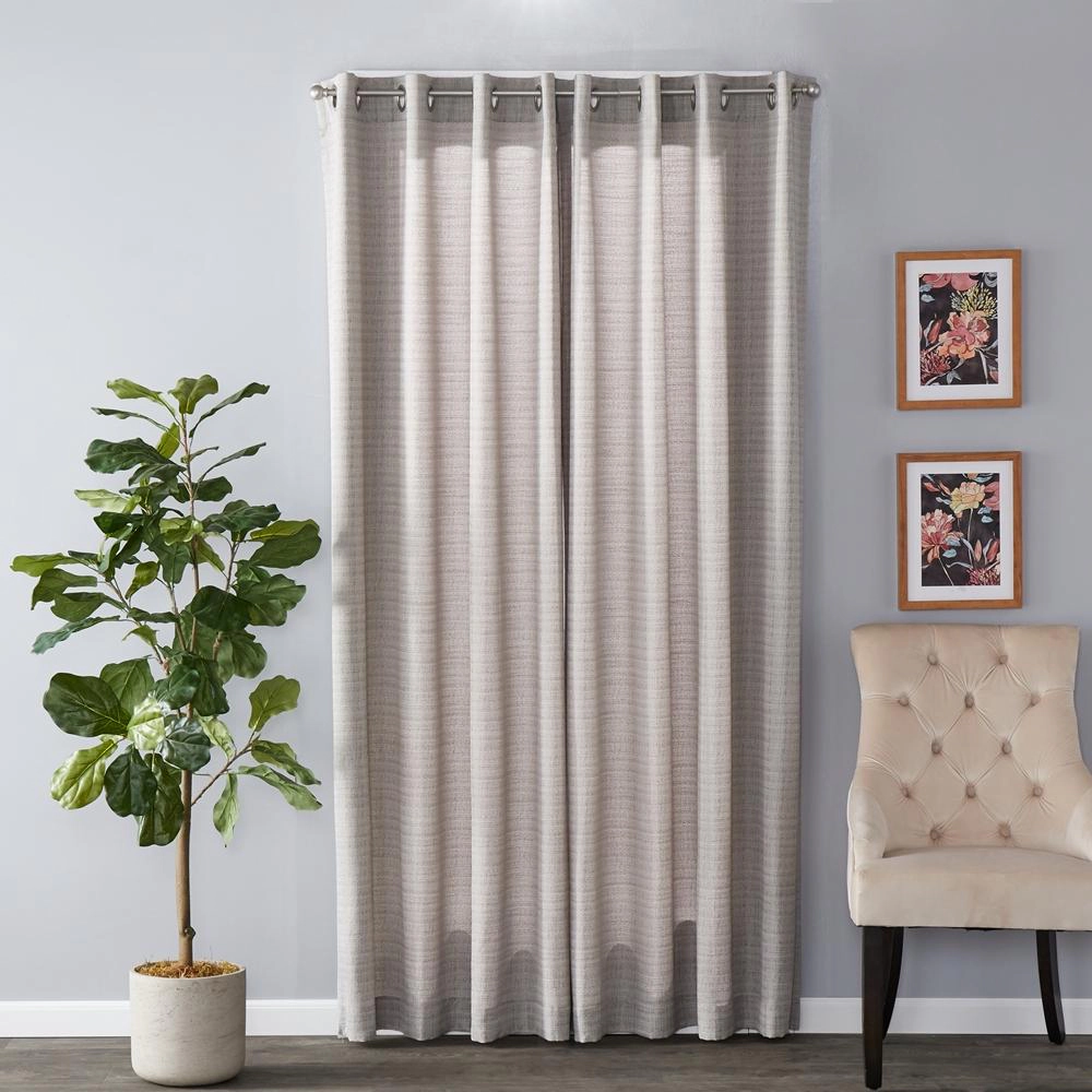 SKL Home Saturday Knight Ltd Maeve Sophisticated Yarn Dyed Woven Horizontal Pattern SunSafe Window Panel - 40X95", Gray