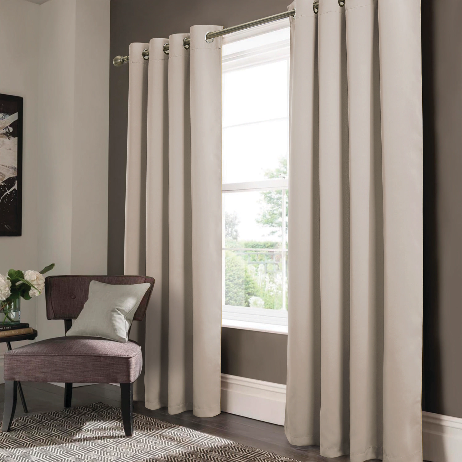 RT Designers Collection Anchorage Blackout Grommet Curtain Panel 54" x 84" Ivory