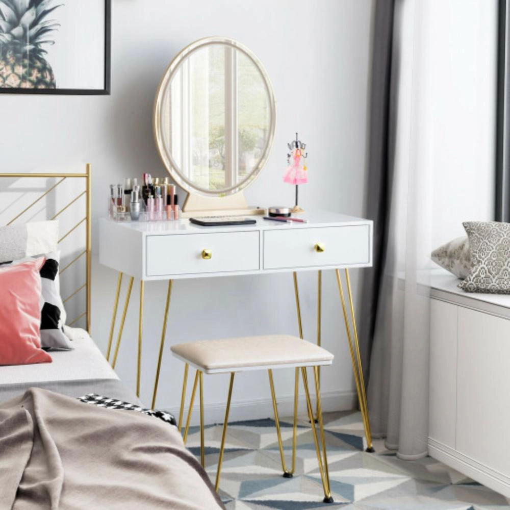 Hivvago Industrial Makeup Dressing Table With 3 Lighting Modes-White