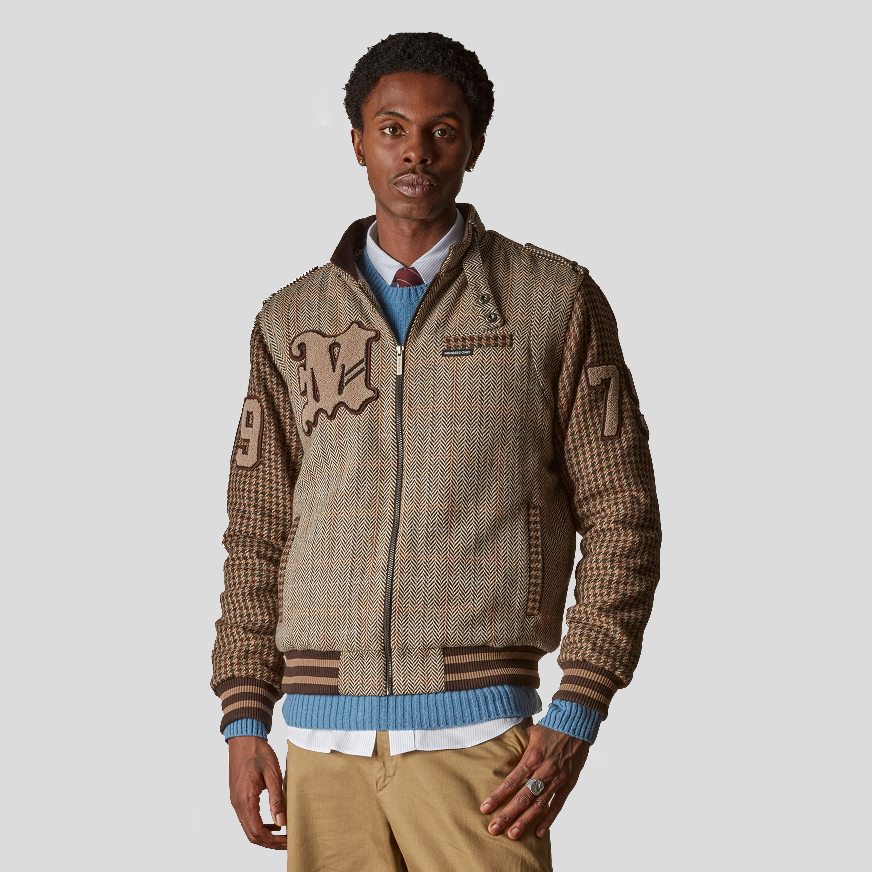 Members Only Men's Tweed Varsity Jacket