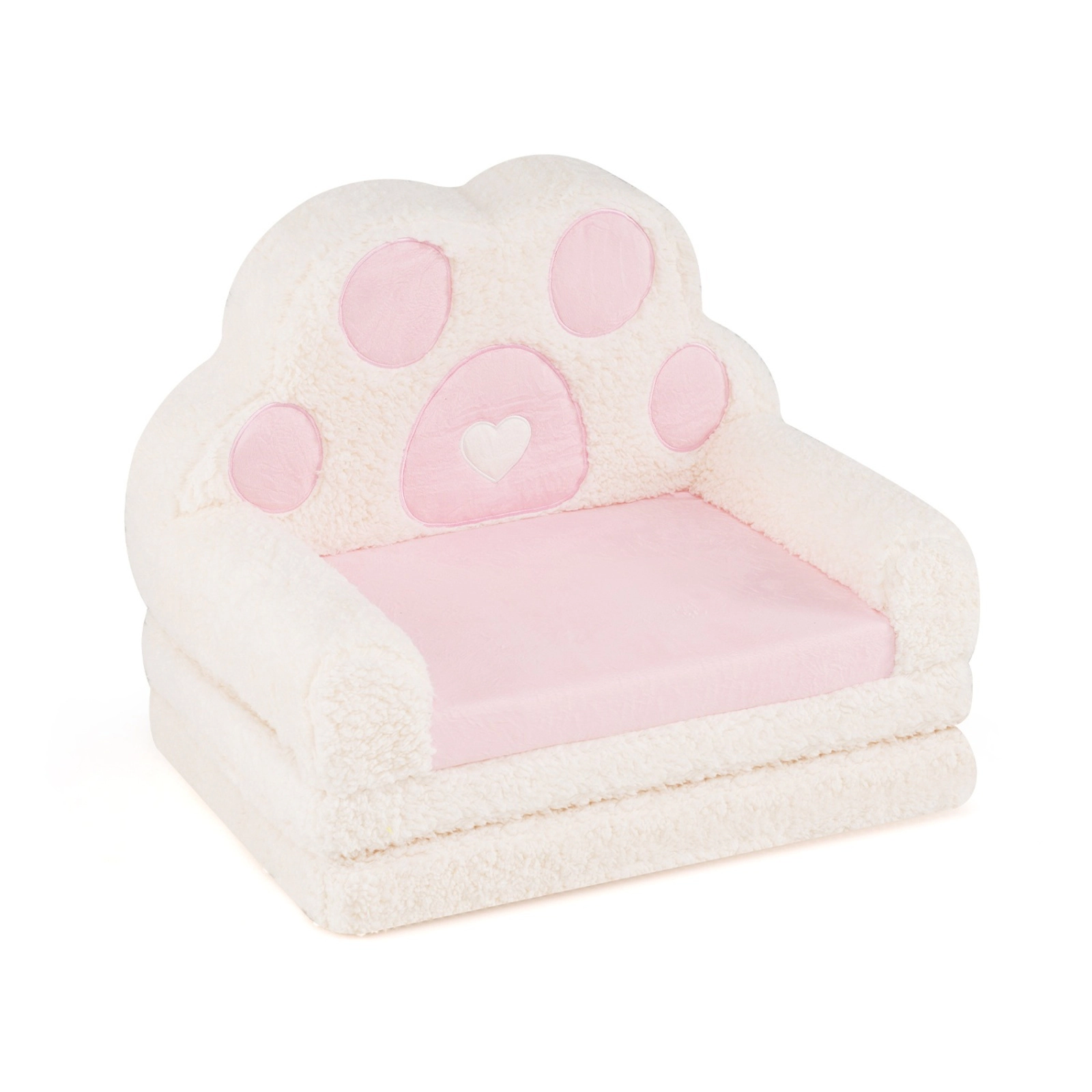 SUGIFT 2-in-1 Convertible Kids Sofa to Lounger Removable Cover Kids Lounge Chair Ages 18-36 Months 4.5-lb Pink + Beige
