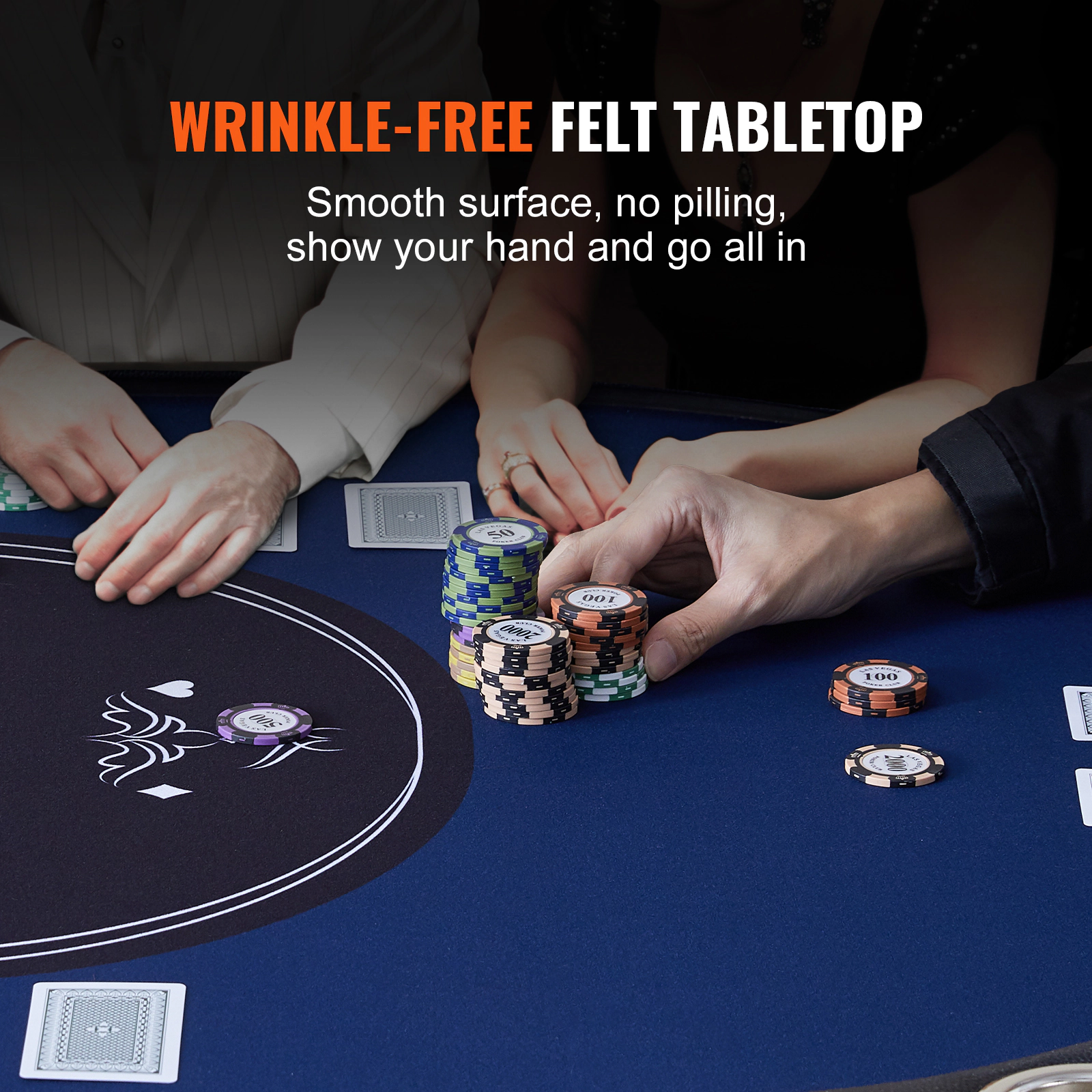 HONGGE Foldable Poker Table Player Folding Casino Leisure Table with Padded Rails and Cup Holders Oval Portable Game