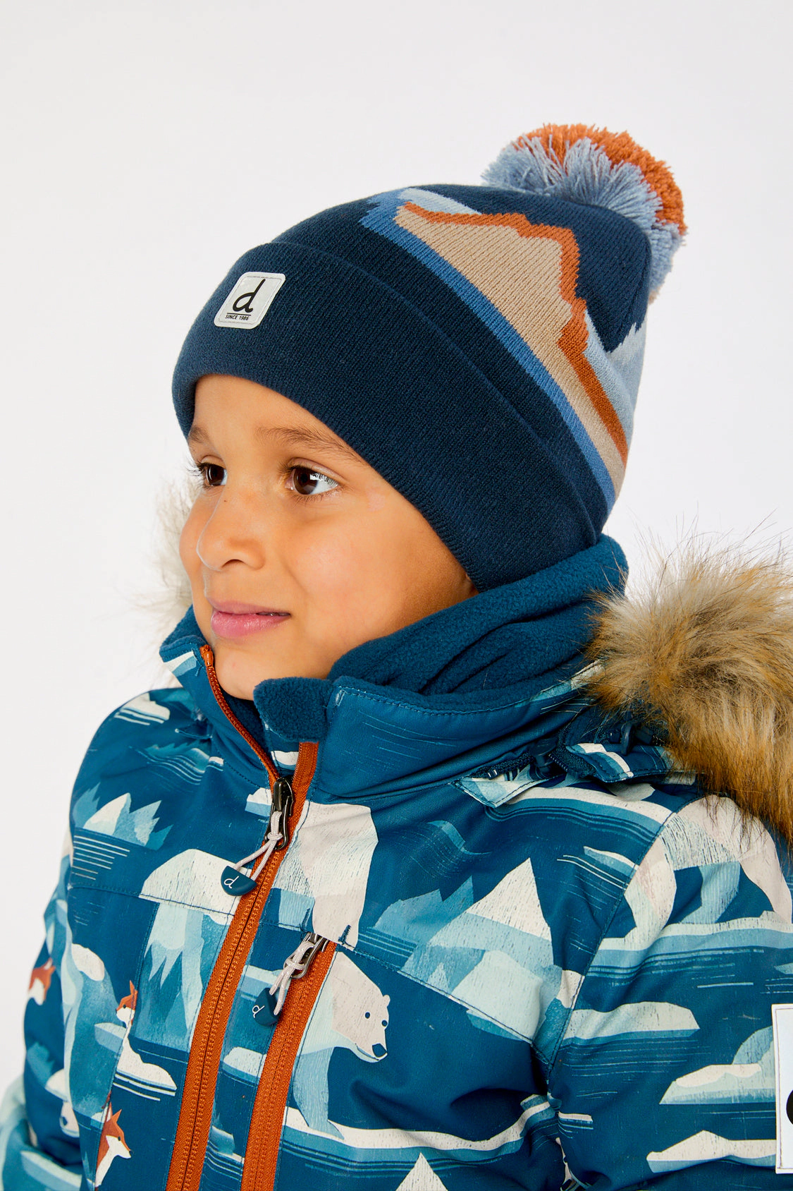 Deux par Boys Mountain Jacquard Winter Knit Hat with Pompom