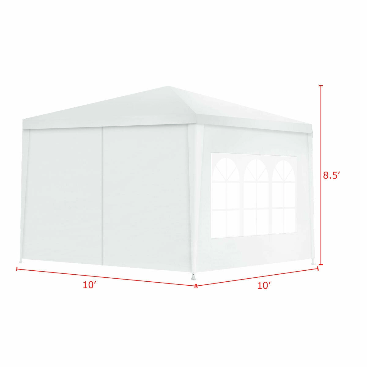 SUGIFT White Outdoor Party Canopy Tent with 4 Removable Sidewalls and Steel Frame 10-ft W 10-ft D 8.5-ft H