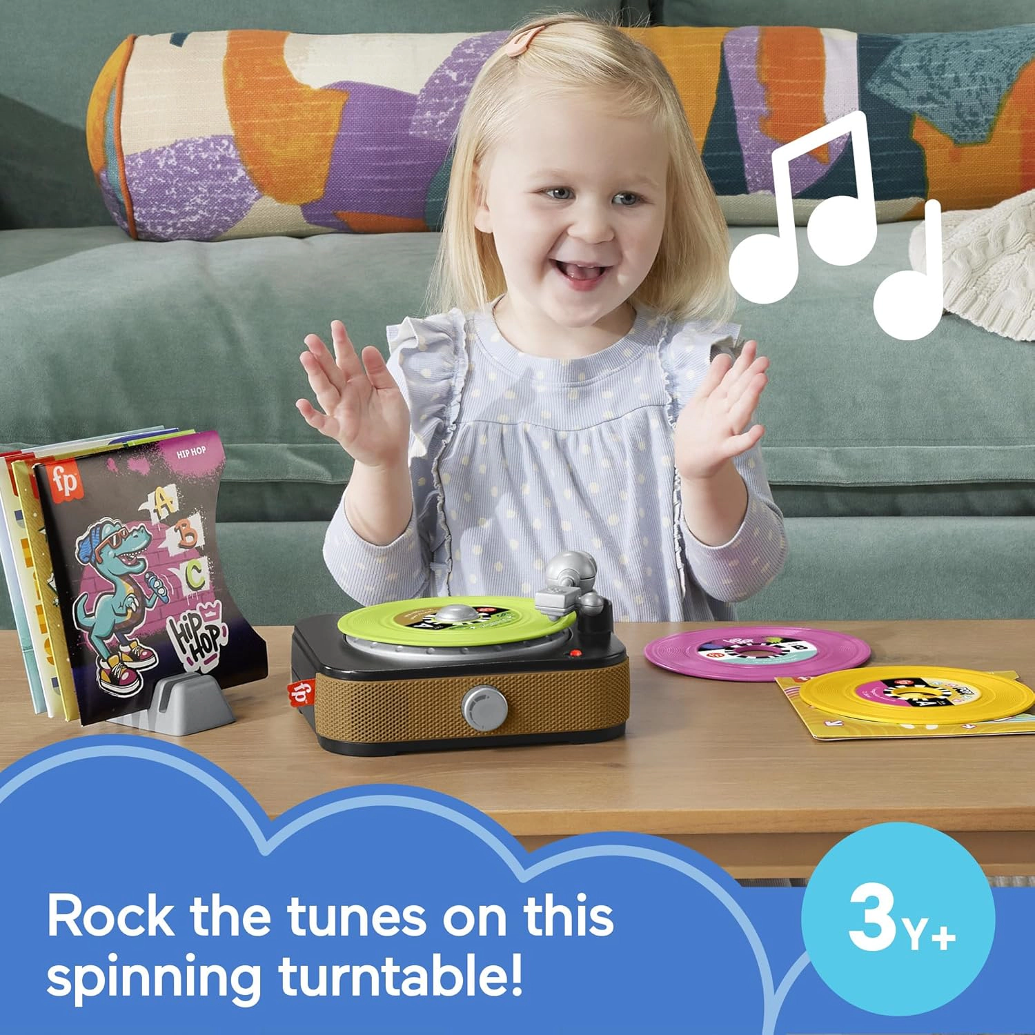 Fisher-Price Rockin' Record Player Musical Toy for Preschool Pretend Play, Ages 3+